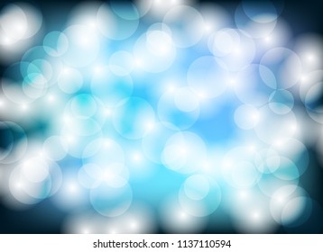 Abstract blue bokeh blurred background. Vector design