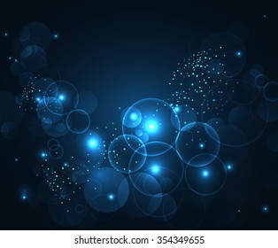 Abstract blue bokeh digital background. Vector illustration.