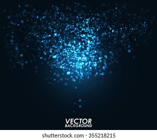 Abstract blue bokeh digital background. Graphic resources design template. Vector illustration
