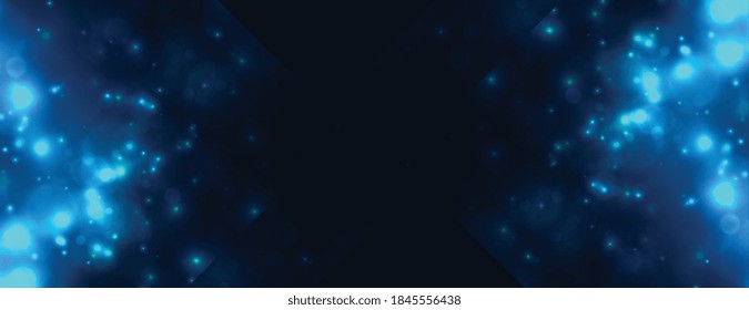 abstract blue bokeh light sparkles banner design