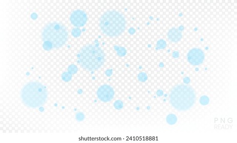 Abstract Blue Bokeh on White Transparent Pattern, Ready for PNG Export, Vector Illustration