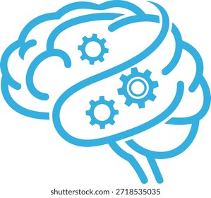 Cerebro azul Abstractas con engranajes. Concepto de inteligencia, lluvia de ideas, pensamiento, conocimiento y creatividad, proceso de ingeniería