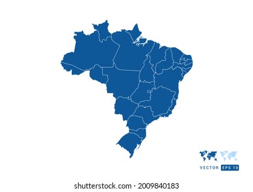 Abstract blue Brazil map vector on white background.