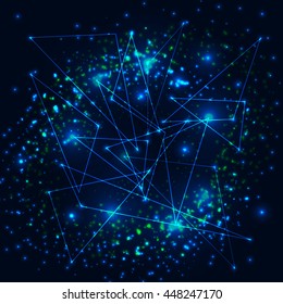 Abstract blue bright explosion. Shine explosion background. Dynamic background. Vector illustration.