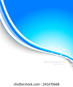 Abstract blue brochure background with wavy lines