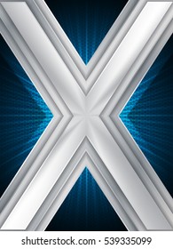 Abstract blue brochure design with huge metallic X