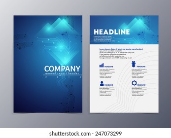abstract blue brochure design template vector  for use as company anual report, poster,flyer
