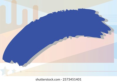 Abstract Blue Brush Stroke on Geometric Background