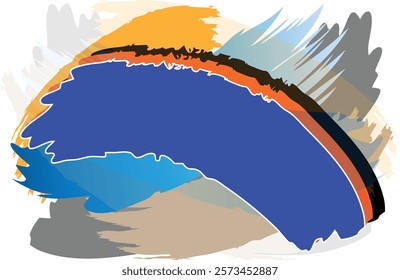 Abstract Blue Brush Stroke on Geometric Background