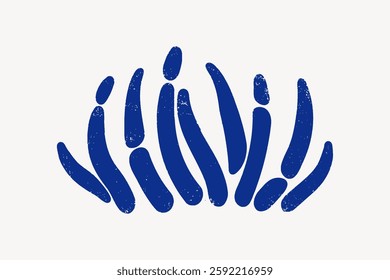 Abstract blue brush strokes resembling a minimalist crown or wave pattern. Blue strokes on a light background create a simple, artistic design. Isolated vector illustration.