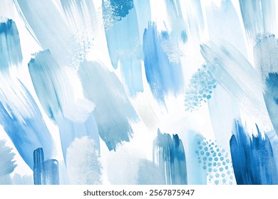 Abstract blue brush strokes, watercolor texture, artistic background, modern design, creative wallpaper, soothing colors.