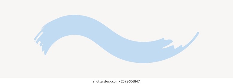 Abstract blue brushstroke on white background. Smooth blue wave. Artistic brushstroke. Simple blue brushstroke design. Minimalist brushstroke art. Isolated vector illustration.