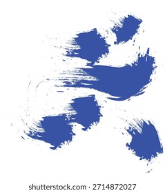 Abstrakte blaue Pinselstriche schaffen eine dynamische und künstlerische Spritzigkeit auf einer weißen Leinwand Vektor