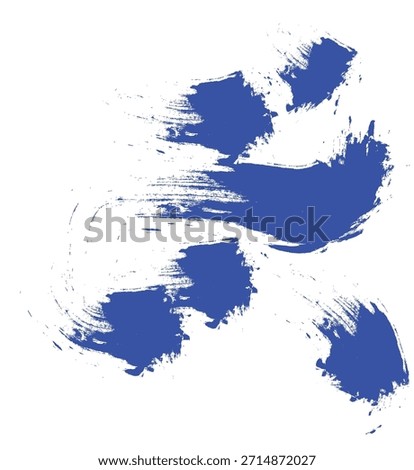 Abstract blue brushstrokes creating a dynamic and artistic splash on a white canvas Vector