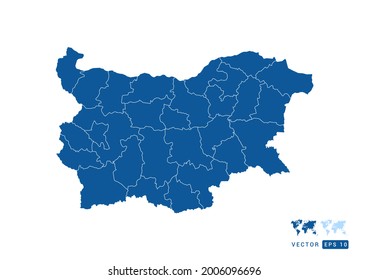Abstract blue Bulgaria map vector on white background.