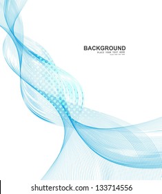 abstract blue business line wave vector whit background illustration