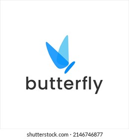 Abstract Blue Butterfly Logo Design Stock Vector (Royalty Free ...