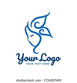 Abstract Blue Butterfly Logo Template for your beauty salon, spa, make up brand, business, and many more. In women and butterfly concept design