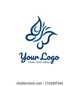 Abstrakte Blauer Schmetterling Logo Template für Ihren Schönheitssalon, Spa, Make up Marke, Business und vieles mehr