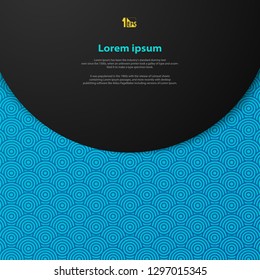 Abstract blue caelestis geometric circle cover design envelope of pattern background on gradient black head. You can use pattern design presentation, poster, banner, leaflet, magazine. vector eps10