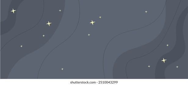 Abstract Blue Celestial Stars Waves Trendy Esoteric Background Wallpaper Vector Design