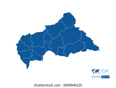 Abstract blue Central African map vector on white background.