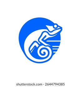 Ilustração do projeto do logotipo do camaleão azul abstrato