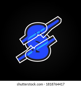 Abstract blue character from a font set with white stokes, vector illustration