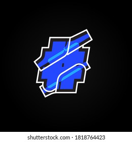 Abstract blue character from a font set with white stokes, vector illustration