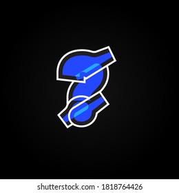 Abstract blue character from a font set with white stokes, vector illustration
