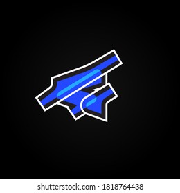 Abstract blue character from a font set with white stokes, vector illustration