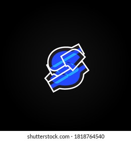 Resumen del carácter azul de un conjunto de fuentes con puntas blancas, ilustración vectorial