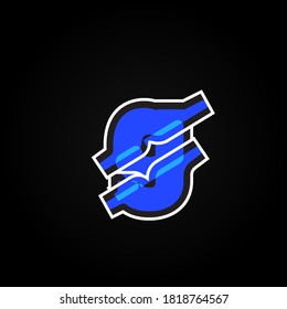 Abstract blue character from a font set with white stokes, vector illustration