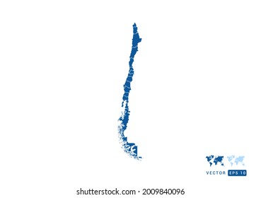 Abstract blue Chile map vector on white background.