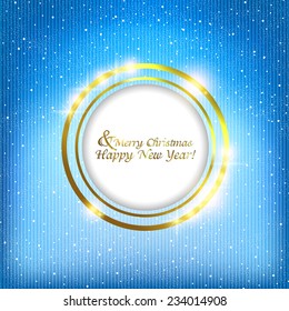 Abstract blue Christmas background with a circle for the record