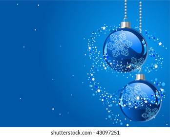 Resumen de fondo azul de Navidad con decoraciones navideñas