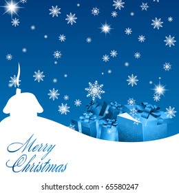 Abstract blue christmas background with gift boxes. Vector eps10 illustration