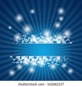 abstract blue christmas background with rays and snowflakes
