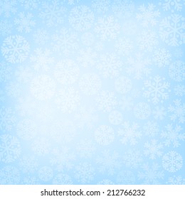 Abstrakter blauer Weihnachtshintergrund mit Schneeflocken