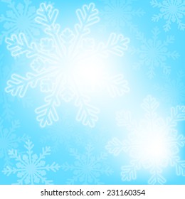 Abstract blue christmas background with snowflakes