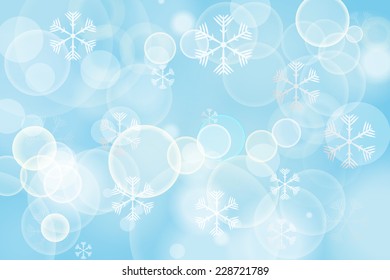 Abstract Blue Christmas Festive background with snowflakes