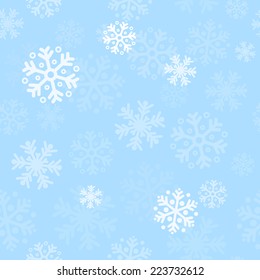 Abstract blue christmas seamless pattern background with snowflakes