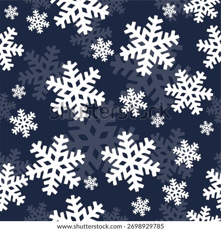 Abstract blue christmas seamless pattern background with snowflakes, Christmas, new year seamless pattern, snowflakes line illustration. Vector icons of winter holidays, cold season snowfall.