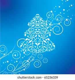 Abstract blue christmas tree