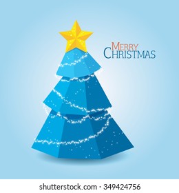 Abstract blue Christmas tree background, Trendy design template