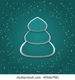 Abstract blue christmas tree background with snowflakes