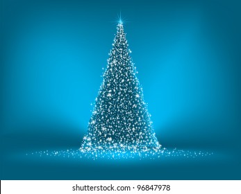 Abstract blue christmas tree on blue. EPS 8 vector file included