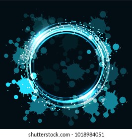 Abstract Blue Circle Banner with Lights, Bokeh. Vector illustration for use - Text, Logo, Sale sign, Flyer, Poster, Shopping card.