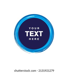 abstract blue circle brush design, circle brush with copy space for text template vector