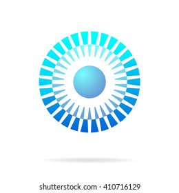 Abstract blue circle, connection concept, 2d vector icon, eps 10